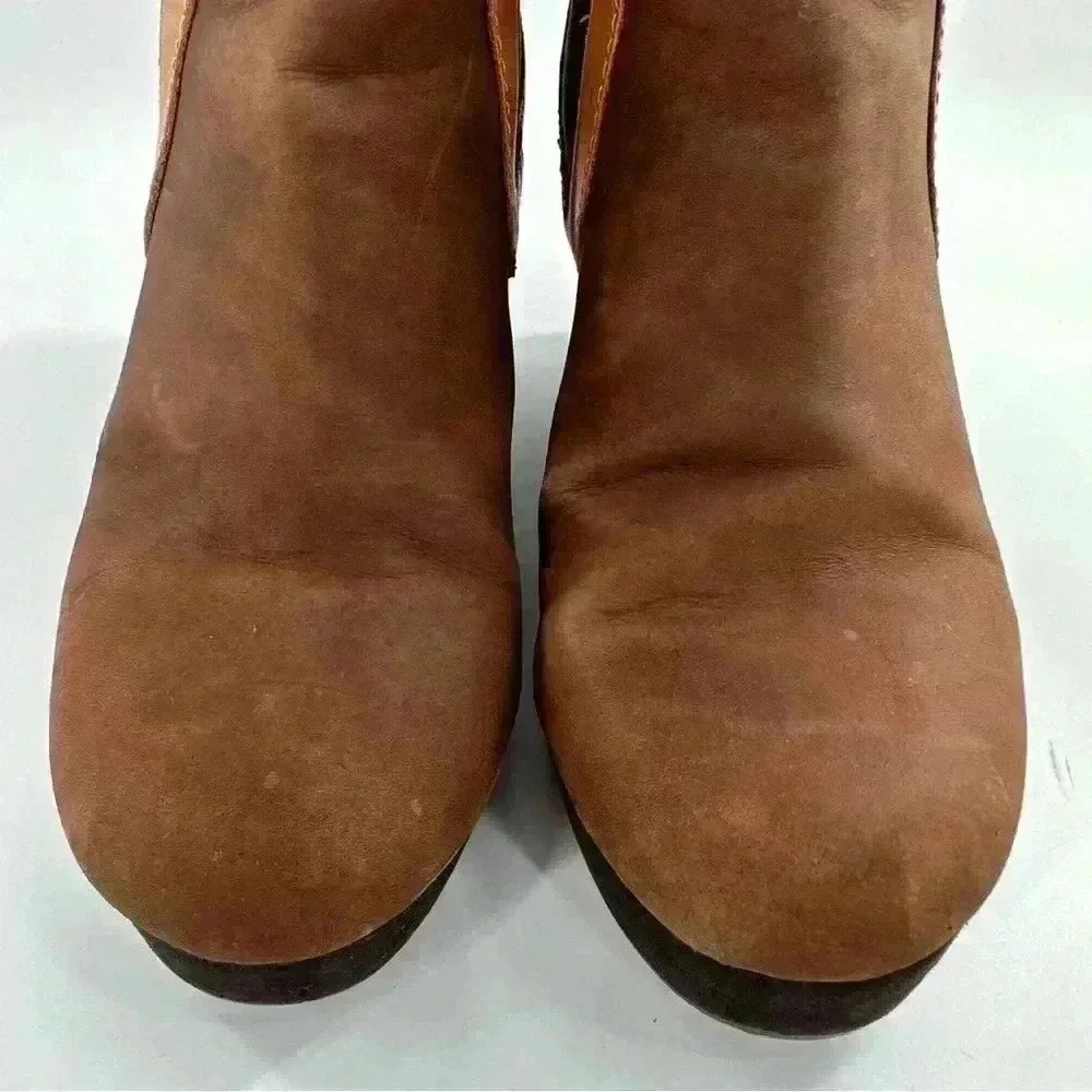 Tommy Bahamas Kishiko ankle booties 6 brown nubuck leather wedge platform boots